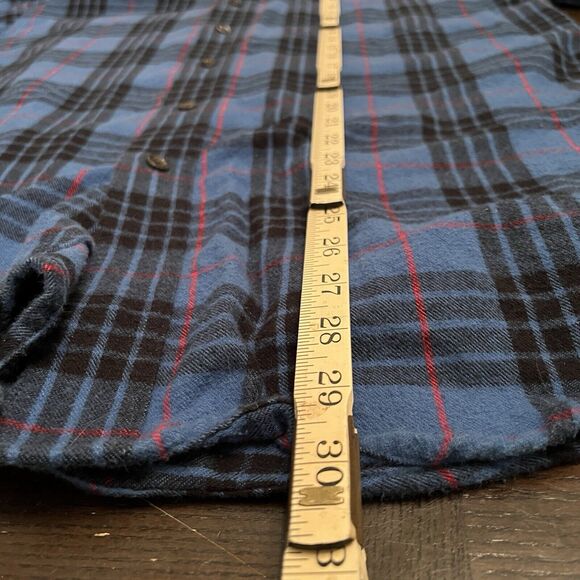 LL Bean Blue Plaid Flannel Shirt Men’s Medium Traditional Fit Button Down - Picture 7 of 10